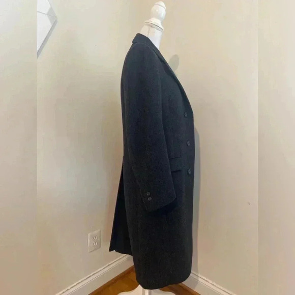 Pierre Cardin Pure Wool Dark Grey Trench Coat Lined Size Large - Picture 5 of 12